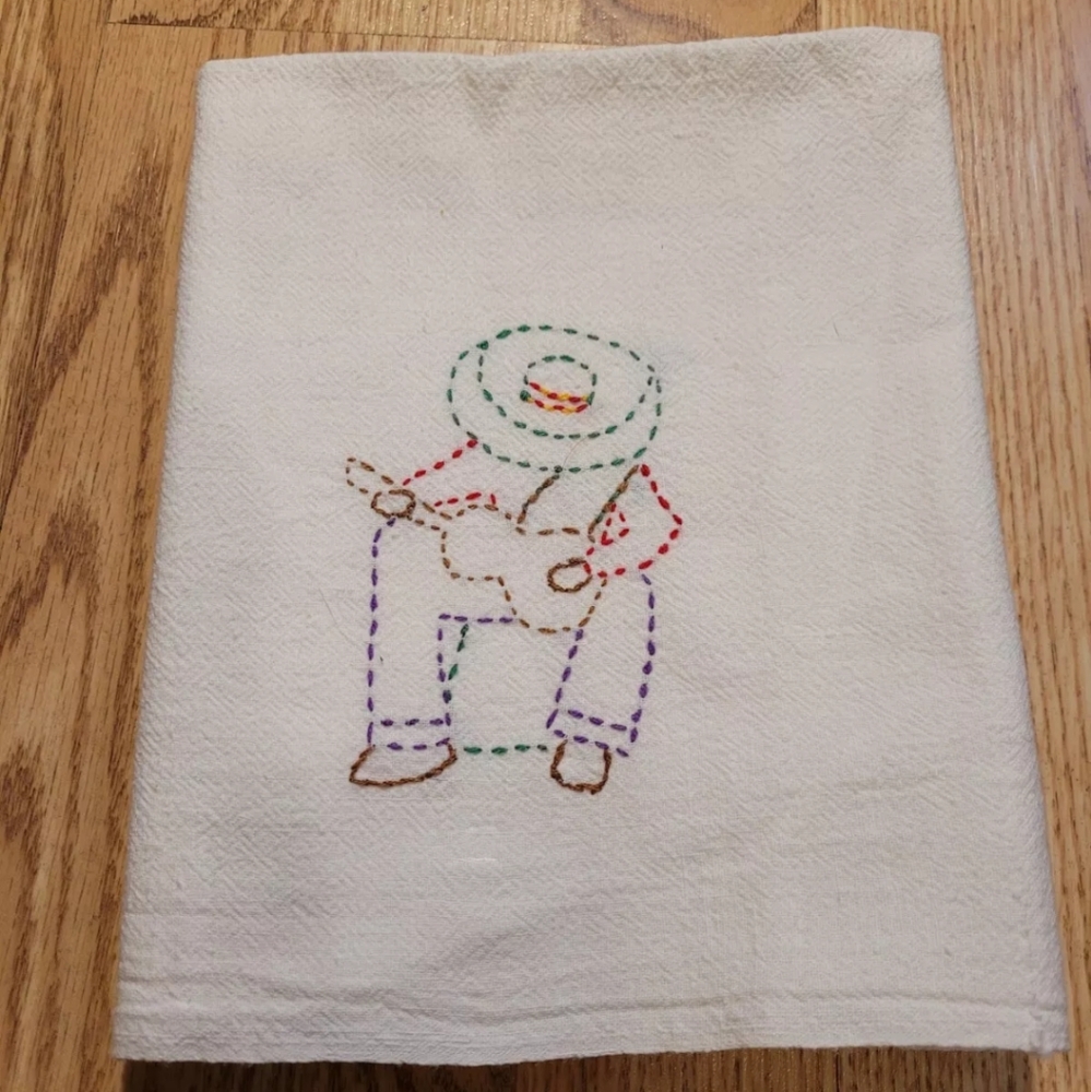 South of the Border Tea Towel Embroidered or Hand Stitched?